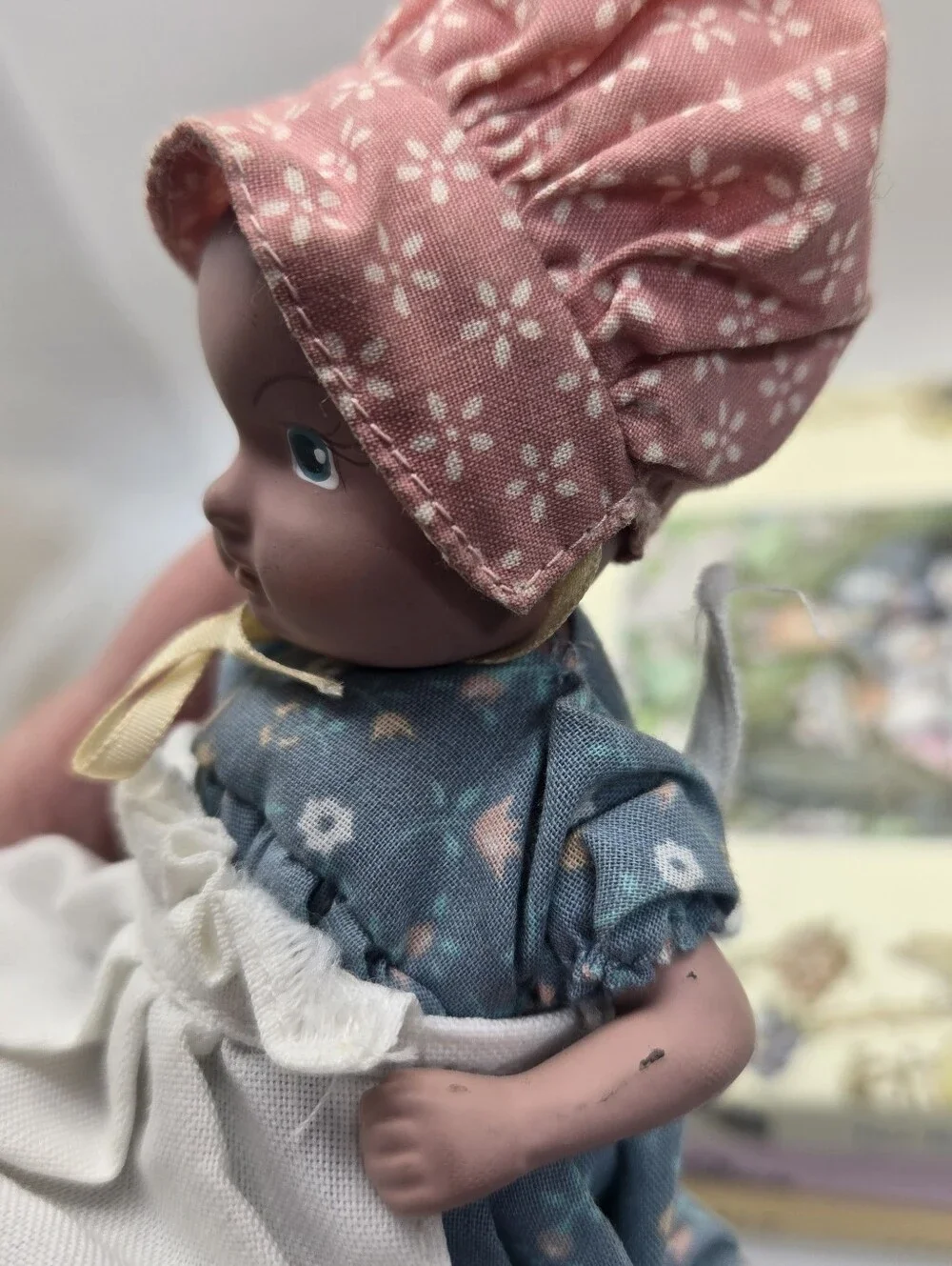 Vintage Bisque Porcelain Topsy Turvy Doll American Folk Art Floral Polka Dot
